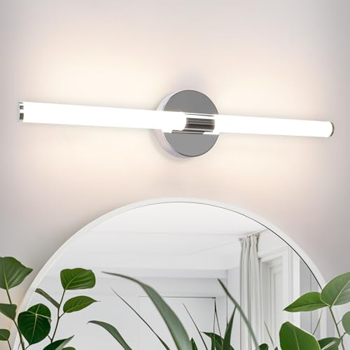 Homefire Spiegellampe Bad Spiegelleuchte LED - 60CM Badezimmer 8W Badleuchte Wand Wasserdicht IP44 Badezimmer Wandlampe Chrom Modern 4000K Neutralweiß Badlampe für Badschrank Hotel Küche
