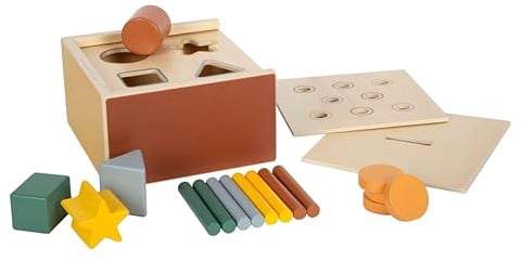 Small Foot Gioco con Elementi ad Incastro Montessori in Legno FSC 100% Certificato, Bastoncini e Forme Geometriche, Giocattolo per la motricità per Bambini da 1 Anno, 12743