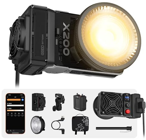 ZHIYUN MOLUS X200 Bi-Color Combo[Offiziell] 200W LED Videolicht No Batterie | Handlich Professionelle Fotobeleuchtung Tragbare Dauerlichtleistung Bowens-Halterung 2700K~6500K CRI≥95 TLCI≥97 800g Youtuber