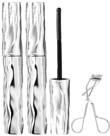 Berlinmood Mascara, Facelove Iron Eye Schwarz Mascara, Wimperngrundierung Mit Stahlrohr, Natürliche, Wischfeste, Waterproof and Sweat-Proof, Thick and Long, Natural Curls (2PCS)