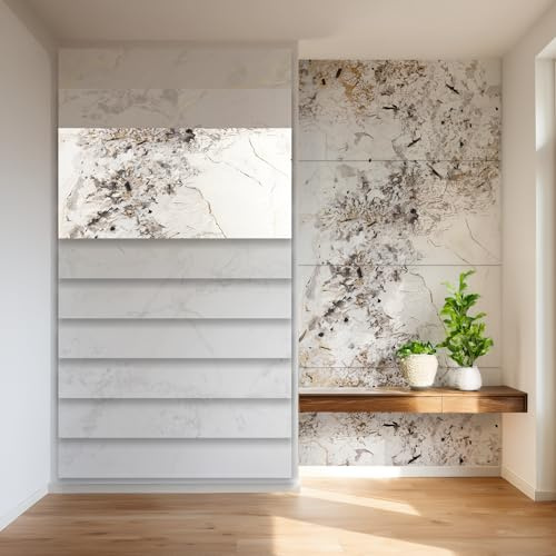 HEXIM Marmorplatten Optik 4er-Set 122×70cm SPC Kunststoff Innen & Außenbereich Granit Steinoptik - Duschrückwand Küchenrückwand Dekorpaneeel uv-beständig gold (3,42 m² 8045A) A-Serie