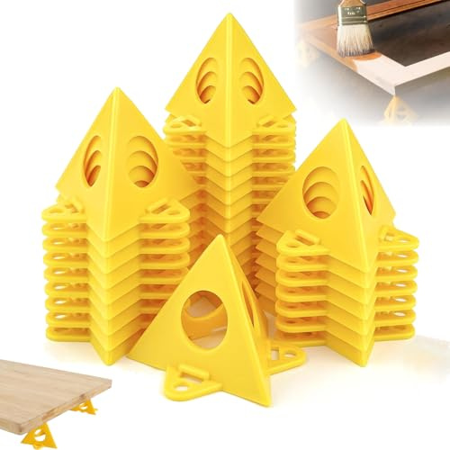 40 Pièces Support Pyramide Peinture Cone Support Peinture, Jaune Cône Toile et Triangle de Peinture Stands Rehausseurs de Porte d'Armoire pour Armoires de Cuisine Travail de Peinture Propre