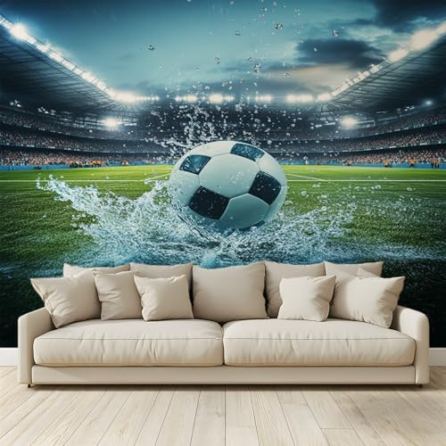 Photo Wallpaper Football stadium stadium Non-woven Art Print Wall Mural Decoration Poster Picture Design Modern 3D Effect, for cafe restaurant theme hotel 200 (W) x 140 (H) cm
