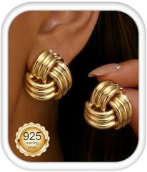 MILACOLATO Ohrringe Silber 925 Stecker Hypoallergen 14K Vergoldete Knoten Tropfen Ohrringe Gold Wasserfest Hängend Chunky Statement Ohrringe Ohrstecker Gold Silber for Damen Mädchen-AG
