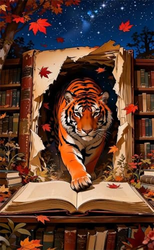 30 Piece Jigsaw Puzzles for Adults, Educational Games, Difficult, Logic Puzzles, Bookshelf Tiger Puzzles for Adults, Puzzle 30 Pieces