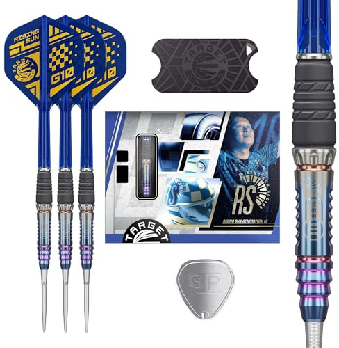 Target Japan Rising Sun 95% Tungsten K-Flex Swiss Point Steel Tip Darts/Dartpfeile Set | Haruki Muramatsu Gen 9/9B/10/10.5 | K-Flex Integrated Flights & Shafts, Swiss Storm Nano Tips