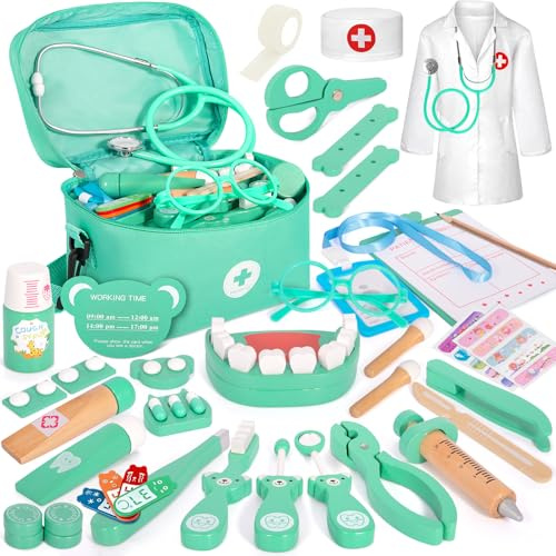 Maletin Medicos Juguete,Kit Medico Infantil,Doctora Juguete con Real Estetoscopio, Termómetro, Celular, Maletín de Médico Portátil,Juegos de Imitacion Regalos para Niñas Niños 3 4 5 6