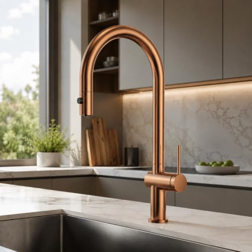 IMEX - Grifo de Cocina Osmosis Oro Rosa | Grifo Monomando Fregadero con Osmosis 2 vías | Griferia de Cocina | Grifo en Latón | Serie Lazio | Color Oro Rosa Cepillado