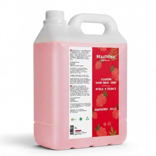 Savon moussant 5L Framboise Bidon de recharge – Savon hydratant pour les mains, pH neutre, avec glycérine et huile d'amande, sans parabène