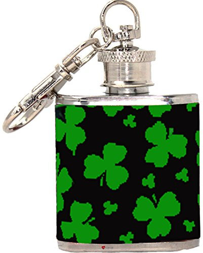 1 Unze Irish Shamrock Clover Flachmann Schlüsselanhänger