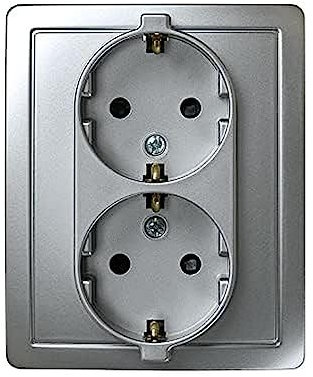 Simon F1591459026 Doble Base Enchufe 2P con TT Aluminio 15