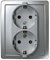 Simon F1591459026 Doble Base Enchufe 2P con TT Aluminio 15