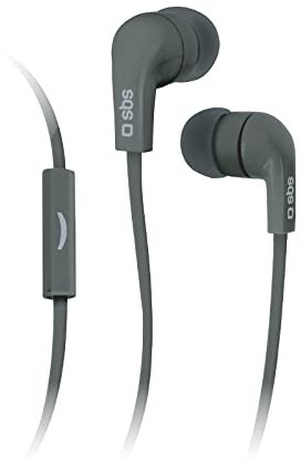SBS S.p.a. TEFLAT2INEARK In-Ear stereo Ohrhörer Studiomix 30, universal jack 3,5 mm mit Flat Kabel und answer button schwarz