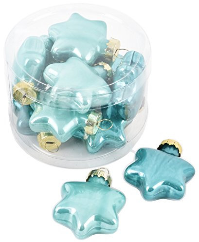 Weihnachtskugel Sterne Premium 10er Set Glas 5x4x2cm Xmas Baumschmuck (Aqua)