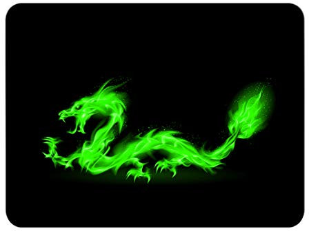 Silent Monsters Mouse Mat Small 10 x 8 inches / 24 x 20 cm, Fire Dragon, Lasercut Edges, washable & rollable Mouse Pad, Gaming Home Office Mousemat, Mousepad non-slip & quiet, Desk Mat