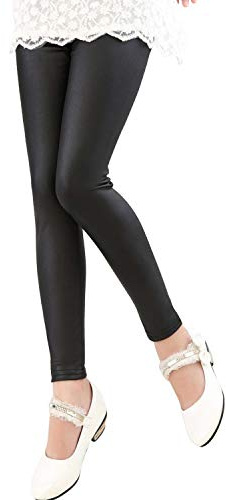 Tulucky Legging extensible en similicuir pour filles