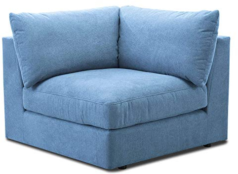 CAVADORE Sofa-Modul Fiona Spitzecke / Ecke für Wohnlandschaft oder XXL-Sessel / 107 x 90 x 107 / Webstoff hellblau