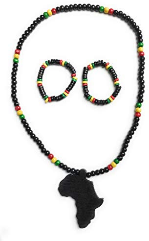 Wigwam 3-teiliges Set aus Rasta-Holz-Armbändern und Halskette, Holz