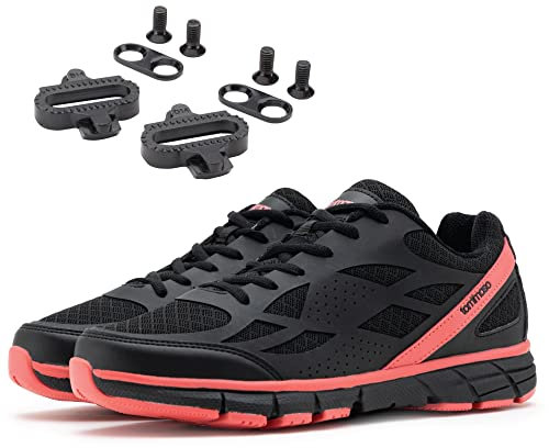 Tommaso Fahrradschuhe für Damen, Outdoor-Fahrradschuhe, spezialisierte Fahrradschuhe, begehbare Fahrradschuhe, SPD-Fahrradschuhe, Indoor-Radschuhe, SPD, Peloton-Schuhe, SPD-Stollen installiert.,