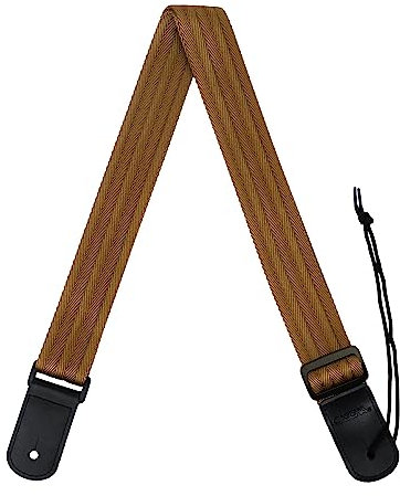 CASCHA Ukulele-Gurt verstellbar I Länge 76 cm bis 139 cm individuell einstellbar I robuster Ukulelen-Gurt für Kinder & Erwachsene I Gurt Ukulele Baumwolle Braun