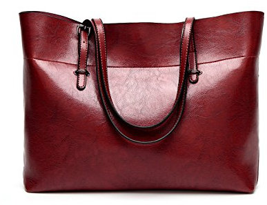 Coolives Damen Shopper Taschen Tote Handtaschen Horizontal Schultertasche Weinrot EINWEG