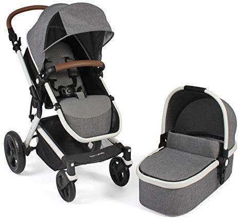 CHIC 4 BABY 4 Baby Kombikinderwagen PASSO, inklusive Babywanne, Sportsitz und Maxi Cosi Adapter, Melange grau-weiß, 163 21
