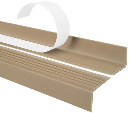 Nez de marche profilé d'escalier, PVC, adhésif et antidérapant, beige, 40x25, 80cm, ND