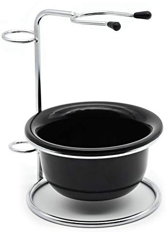 Yibang Shaving Brush Holder, Heavy Stainless Steel Razor Holder with Soap Bowl, Shaving Kit for Men, For Placing Manual Shaver, Blades, Shaving Brush (Black)