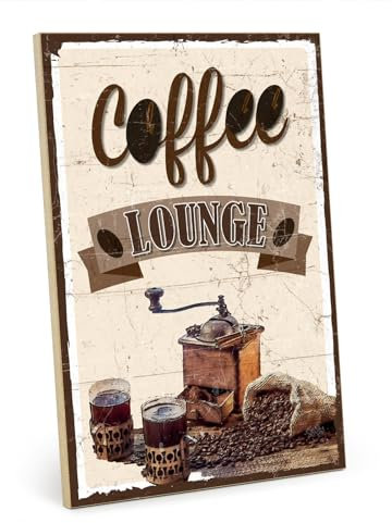 TypeStoff HS-00720 - Placa de madera con texto en inglés Coffee Lounge, diseño vintage con cita para regalo y decoración de café y cocina