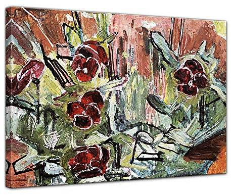 Bilderdepot24 Bild auf Leinwand | Ferdinand Hodler Stiefmütterchen in 50x40 cm als Wandbild | Wand-deko Dekoration Wohnung alte Meister | 181224-50x40