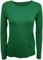 New Ladies Long Sleeve Round Neck Plain Basic Women's Stretch T-Shirt (Green, 12)