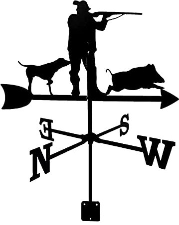 JKLJL Retro Haus Wetterfahne Metallbeschichtung Korrosionsschutz Edelstahl Wetterfahne, Jagd Windfahne Messwerkzeug Windrichtungsanzeige, Dachmontage Einfach zu montieren