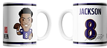 NFL Lamar Jackson #8 Baltimore Ravens Kaffeebecher Kaffeetasse Tasse 15oz 450ml Player Emoji