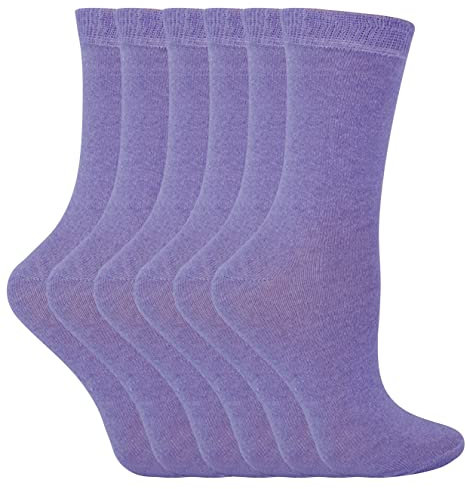 Sock Snob - 6 pares de calcetines de vestir de algodón para niños y niñas, unisex, de media pantorrilla, color liso, Lila, 3-7 años