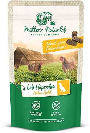 Müllers Naturhof - Huhn und Apfel - 10 x 70 g - Snack für alle Hunderassen - Hundesnack