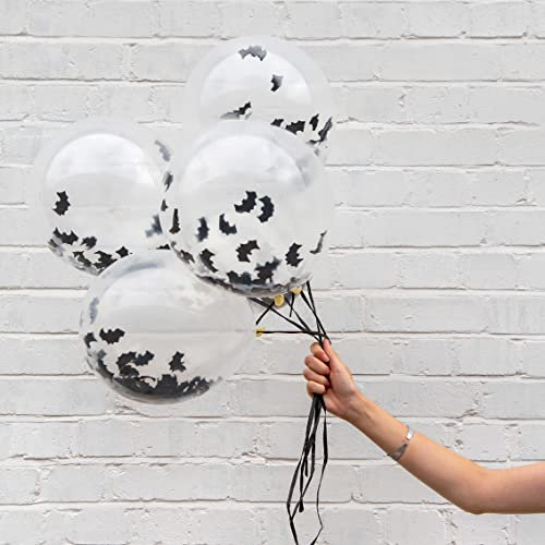 Talking Tables Fledermaus Konfetti Halloween Luftballons | Packung mit 5 Stück, 30,5 cm, aus Latex, Süßes oder Saures, gruselige Party-Dekorationen, Black