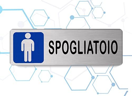 Nitek Herren-Ankleideschild aus satiniertem Aluminium, 150 mm x 50 mm, selbstklebende Schilder, Aufkleber, Klebeetikett, wasserdicht, waschbar, Fitnessstudios, Pub