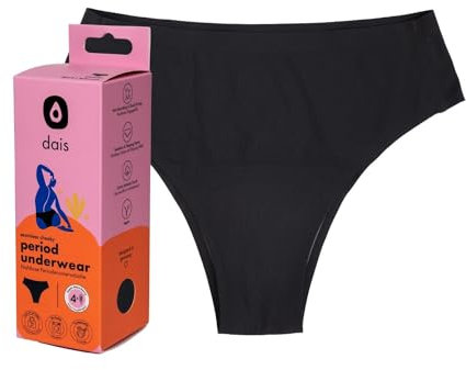 dais Periodenunterwäsche (Cheeky) • Periodenslip mit Bio-Baumwolle im Intimbereich (DE/NL/SE/PL, Alphanumerisch, XS, Regular, Regular, 1)
