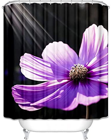 EHOMERY Rideau De Douche USA Rideau Baignoire Salle De Bain Fleur Rose Rideau De Douche Humoristique Rideaux De Bain Lavable Opaque Polyester 12 Anneaux De Crochets, 180X180Cm