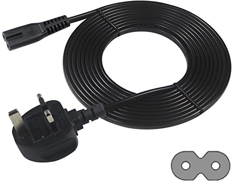 KC cable TV power cable 5M, UK 3PIN Plug to IEC C7 Figure 8 Replacement Mains Power Cable Compatible Figure 8 cable for PS5, Xbox Series X, Smart LED TV, Samsung TV, LG TV, Sony TV…
