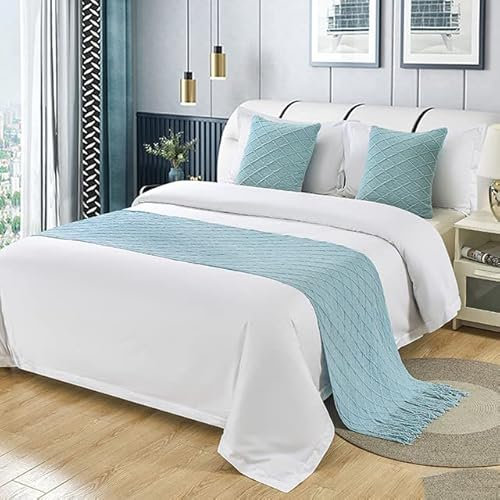 XIAOXIN Nordic Stricken Plaid Bett Handtuch Home Hotel Quaste Werfen Bett Läufer Esszimmer Hochzeit Party Decor Bett Schwanz Handtuch Kissenbezug
