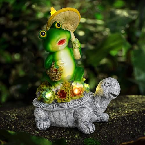 JIAUFU Statuen, Solarbetriebene Schildkröte Statue, Garten Rasen Dekoration Schildkröte Statue, verwendet für Hof, Balkon, Hof Dekoration, Gartengeschenke, Geschenke für Frauen,Mütter,Großmütter