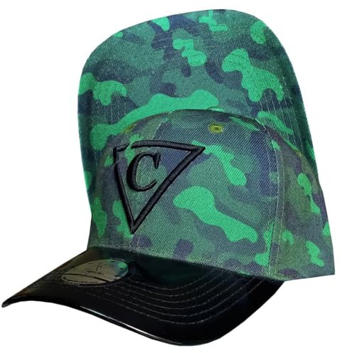 Capiche [99+ Designs] Camo Hut für Männer, Green Camo Curved, Grüner Camo Gebogener, Bundeswehr Mütze, Tarn Cap, Militärhut, Taktischer Hut, Armeehut mit Schwarzem Rand, Camp Hut, Jagdhut