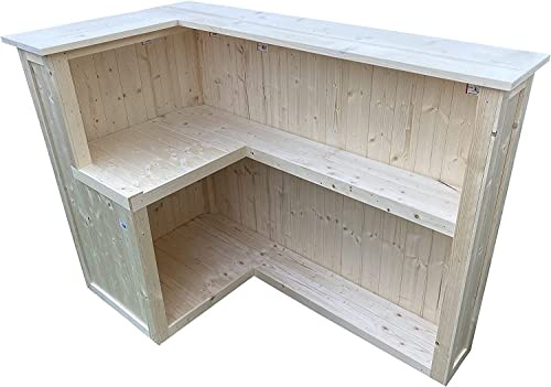Fridge-Adapted L-Shaped Wooden Home Bar for Garden & Man Cave