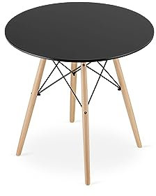 VBChome Esstisch Runden 80 cm Schwarz Küchentisch Wohnzimmertisch Esszimmertisch Tisch Holzwerkstoff Modernes Design Schwarz