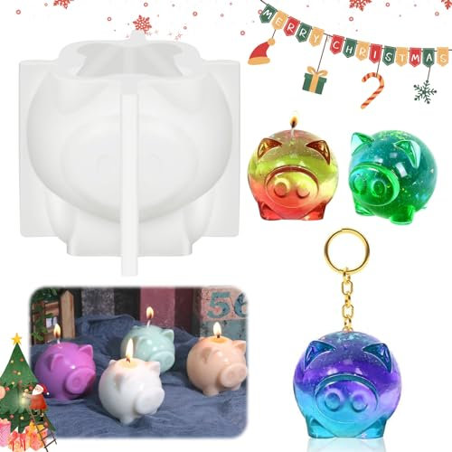 TZQFROCE Silikonform Schwein Kerzenhalter Silikonform Schweinchen Silikonformen Kerzen DIY Silikonform Schweinchen für Weihnachten, Tischdekoration
