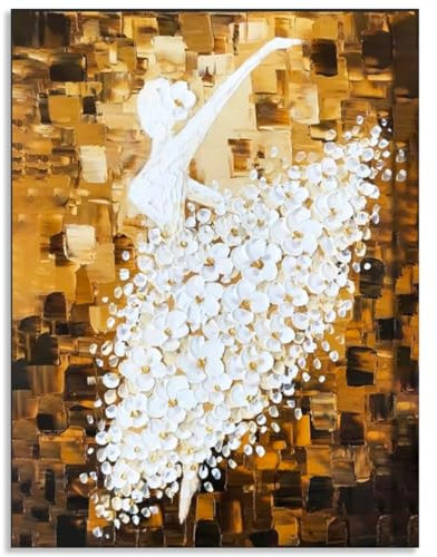 Fokenzary Lienzo abstracto moderno pintado a mano para sala de estar, dormitorio, decoración de pared, enmarcado listo para colgar (M)