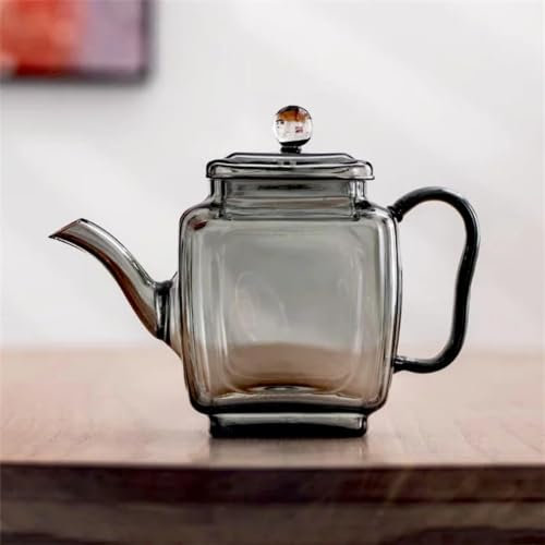 Tetera cuadrada de 240 ml de vidrio resistente al calor de pequeña capacidad para tetera de flores Puer Kung Fu