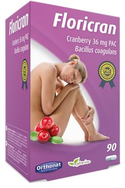 Orthonat - Floricran - Complément Alimentaire Confort Féminin - Intimité et Cycle Féminin - 452 mg d’Extrait de Canneberge par Gélule - PAC et Souches Microbiotiques - 90 Gélules