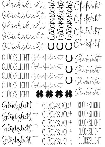 Fräulein Lotti | Wasserschiebefolie fuer Kerzen - Thema: Glückslicht | Tattoofolie | schwarz DIN A4